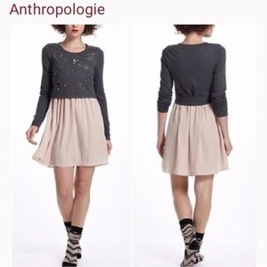 Anthropologie Charcoal and Beige Dress - Size Medium